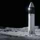 Concepción artística de la nave de SpaceX posada sobre la superficie lunar.